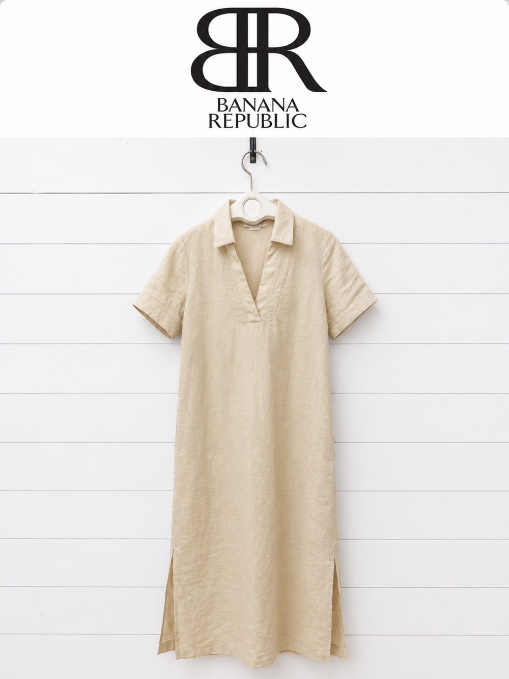 Banana Republic Cruz Linen Maxi Shirt Dress – Cream – Size XS